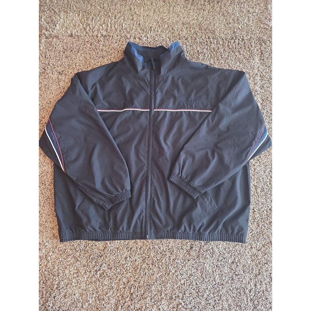 Perry Ellis America Mens 2XL Black Polyester Windbreaker Full Zip Jacket Mesh